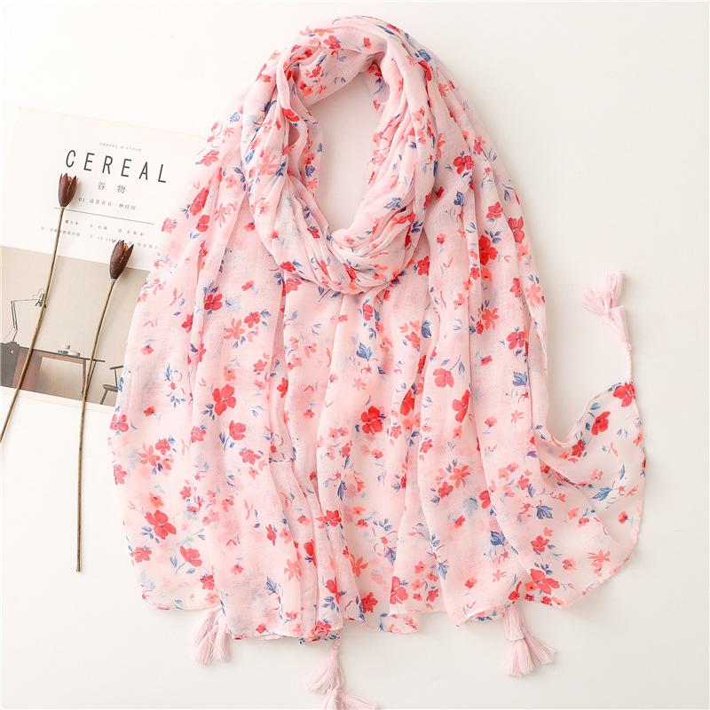 Autumn Fashion Lovely Cashew Floral Tassel Viscose Shawl Scarf Lady High Quality Soft Wrap Pashmina Stole Muslim Hijab 180*90Cm