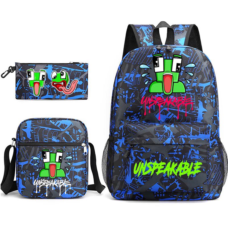 Unspeakable Backpack 3-Piece Set , Large Capacity Student Bookbag with Lunch Bag and Pencil Case, Water-Resistant, Durable