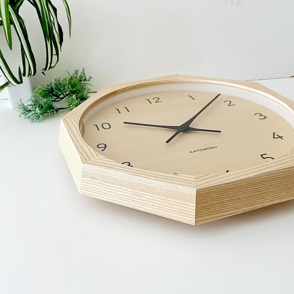 KATOMOKU Muku Clock Natural Wood Octagonal Wall 7, Dial, Shape, km-83NARC8, Clock, 30.0cm (Radio-Controlled)