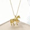 New Arrival Zircon Horse Pendant Fashion Party Wedding Jewelry for Women Men Lucky Running Horse Chain Gold Plated Necklace Gift