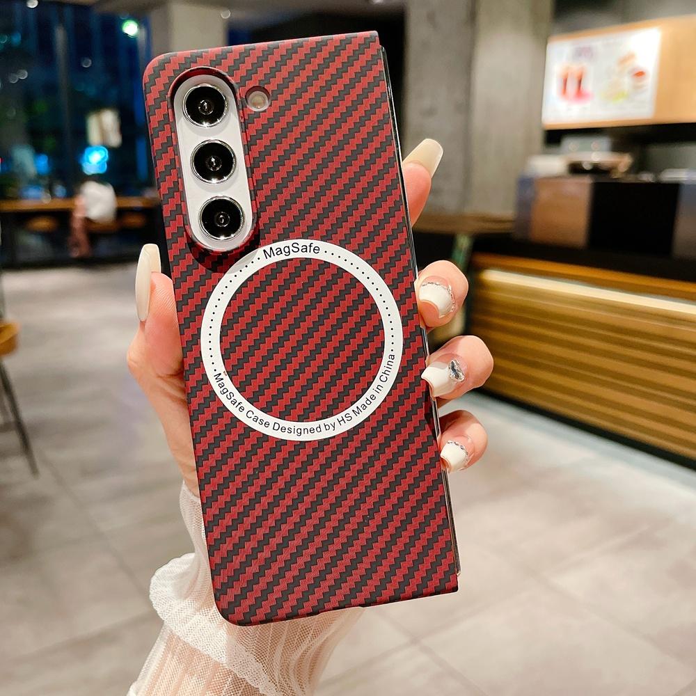 Магнитный чехол с текстурой под карбон для Samsung Galaxy Z Fold 7 6 5 4 3 5G, тонкий, противоударный, защитная крышка