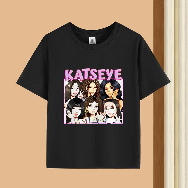 Bestselling Korean Girl Group Katseye Printed Tshirt Shortsleeved Fashionable Casual Adult and Childrens Top