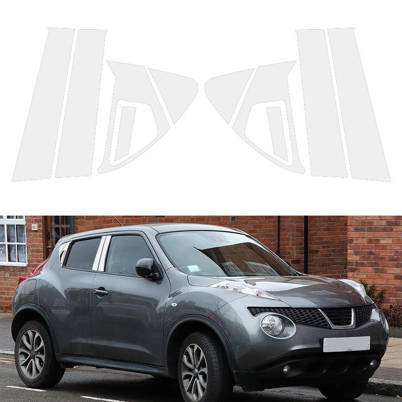 10 шт. серебристые автомобильные зеркальные стойки с эффектом двери автомобиля, средняя колонка, окно, центральная BC, накладка на стойку стойки, подходит для Nissan Juke 2011-2017