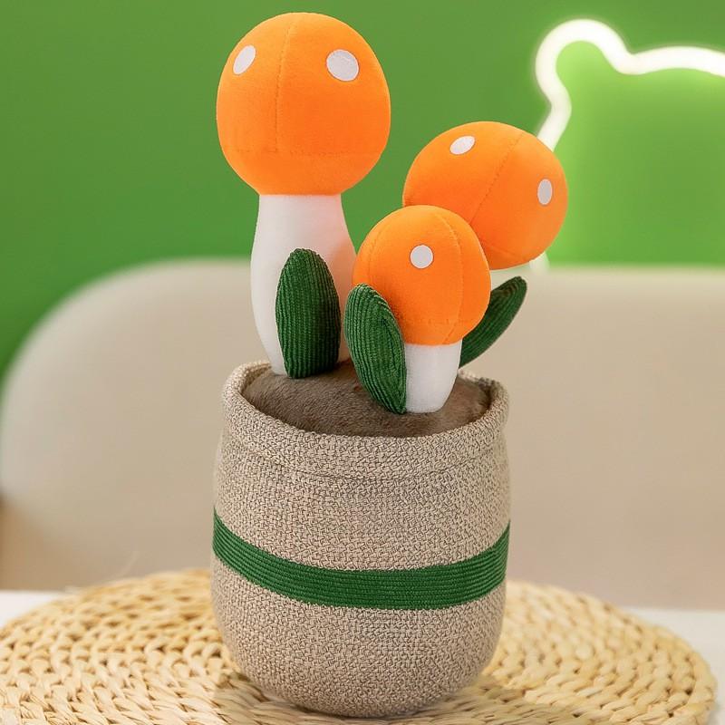 Soft Plush Mushroom Succulent Plant Toy Decor Home Office Dorm Gift - 23cm Faux Stuffed Animal