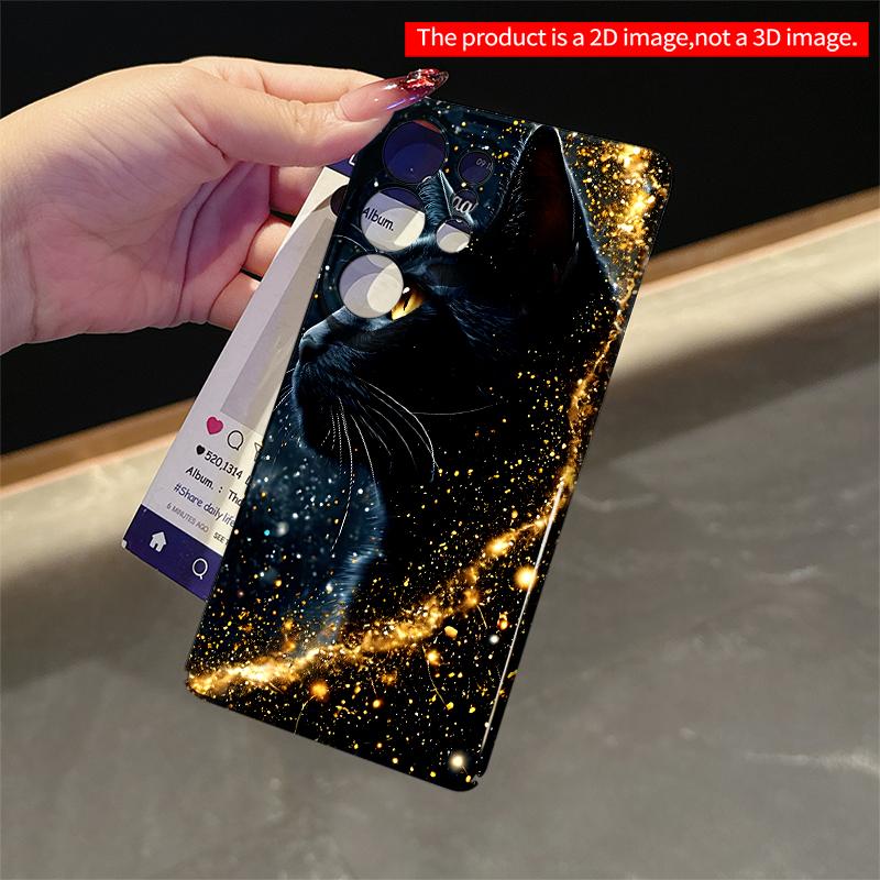 2DFlat Samsung phone case Golden Cat Cosmic Glow Phone Case Applicable to Galaxy S23 S24 S25ULTRA S26 A12 A14 A15 A16 A54 A55