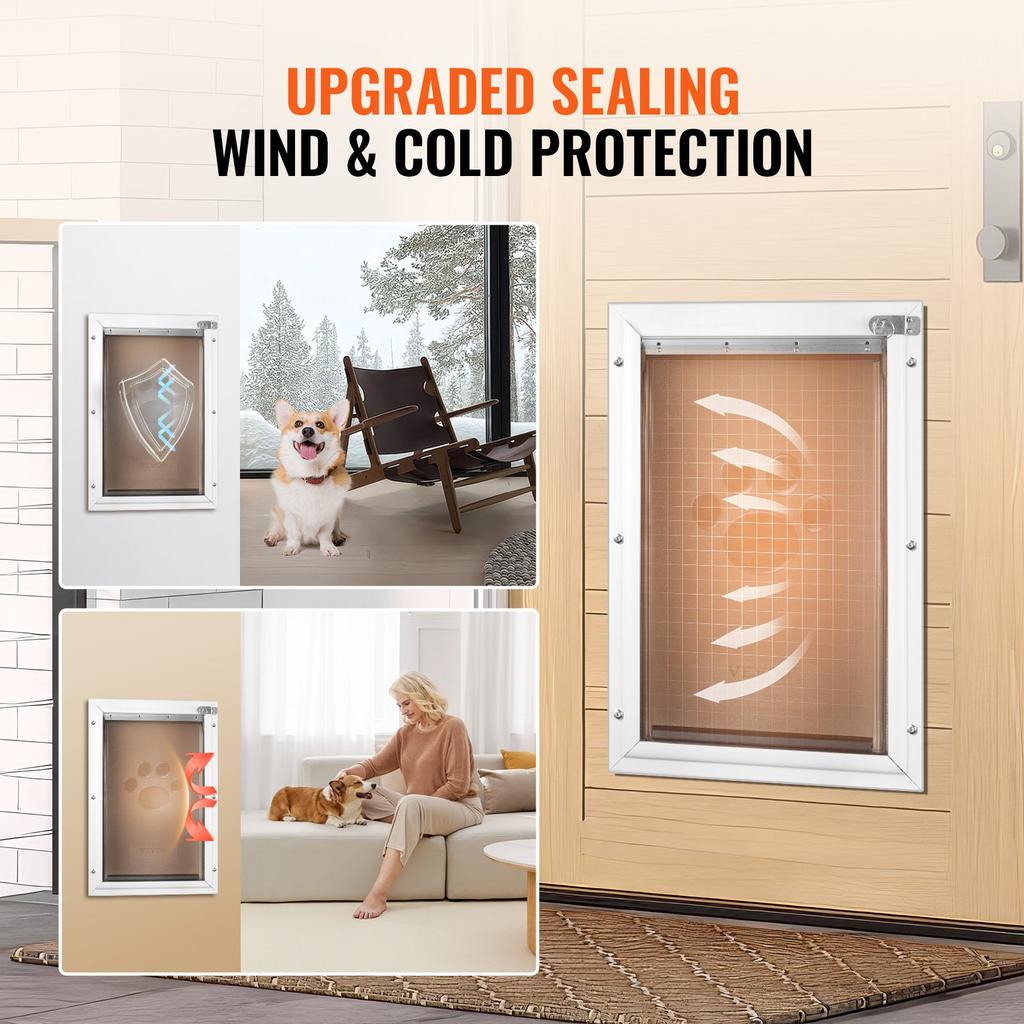 VEVOR Pet Door, 8.27" x 11.93" Aluminum Frame with Lock and Flap System, Weatherproof Doggy Door