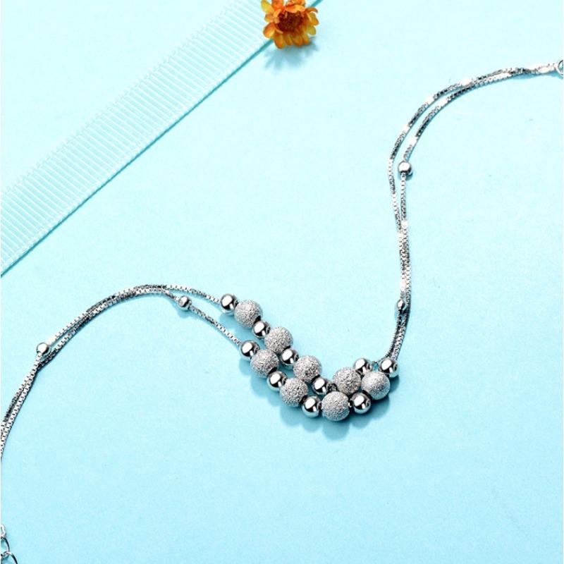 Браслет из стерлингового серебра S925 с бусинами, шариковый поршень, женский корейский стиль, универсальные изящные женские