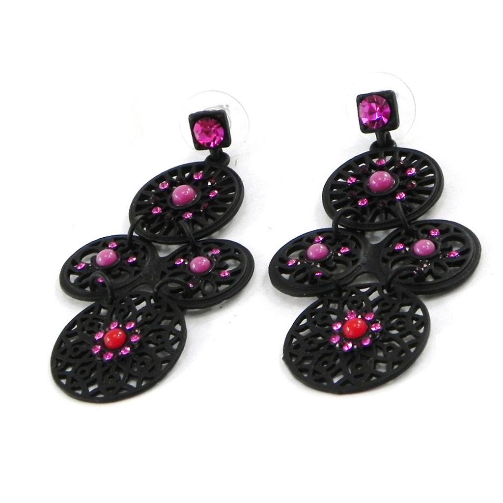 NOA [H8940] - Дизайнерские серьги «Кармен» чёрный розовый красный