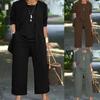 European-American Casual Autumn/Winter Solid Color Three-Piece Set: Long Pants, Long-Sleeved Cardigan, and Vest for Women