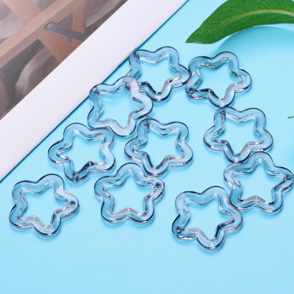 Creative Charms 10Pcs Handmade 30mm Star Loose Beads for Bracelet Earring Making Transparent Material Fashion Acrylic Pentagonal Pendant Beads