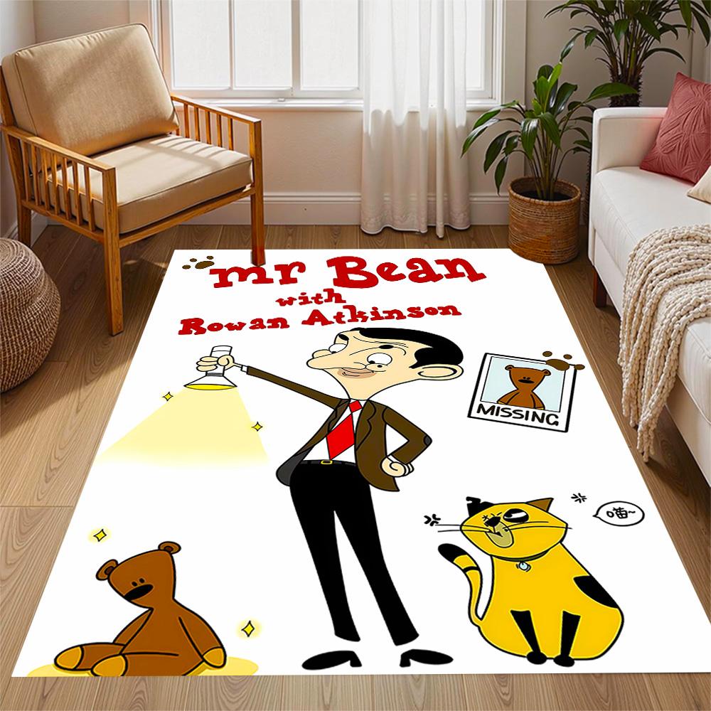 Mr Bean's Silly Adventure Themed Anti-Slip Rugs - Polyester Home Decor, Suitable for Bedrooms, Living Rooms, Doorways, Studios, and Decorations
