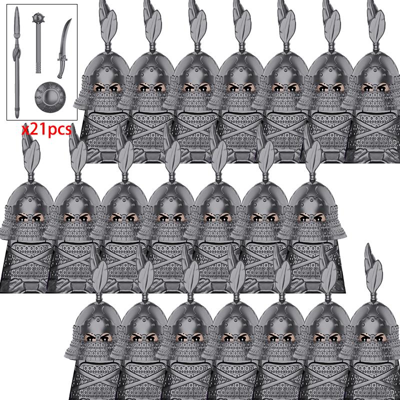 21 шт. MOC Средневековье Рыцари Тяжелая Кавалерия Солдаты Воины Фигурки Экшн Строительные Блоки Кирпичики Игрушки Для Детей подарки