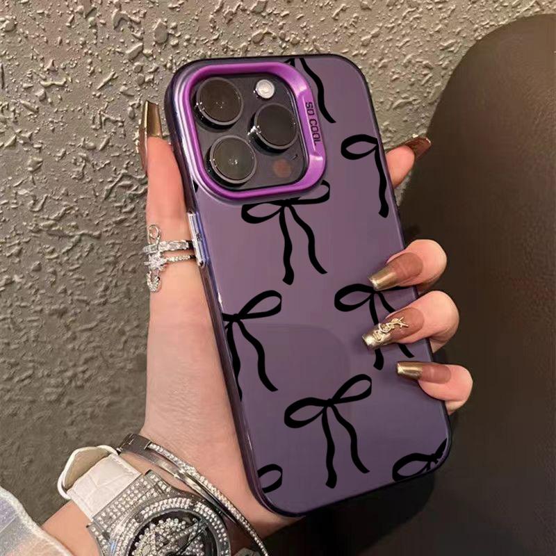 Чехол для телефона с дизайном 'Сердце и Бант' Для iPhone 16 Pro Max 15 14 13 12 11 XS X XR 7 8 Plus SE 2022 Ударопрочный Матовый Жесткий Задний Чехол