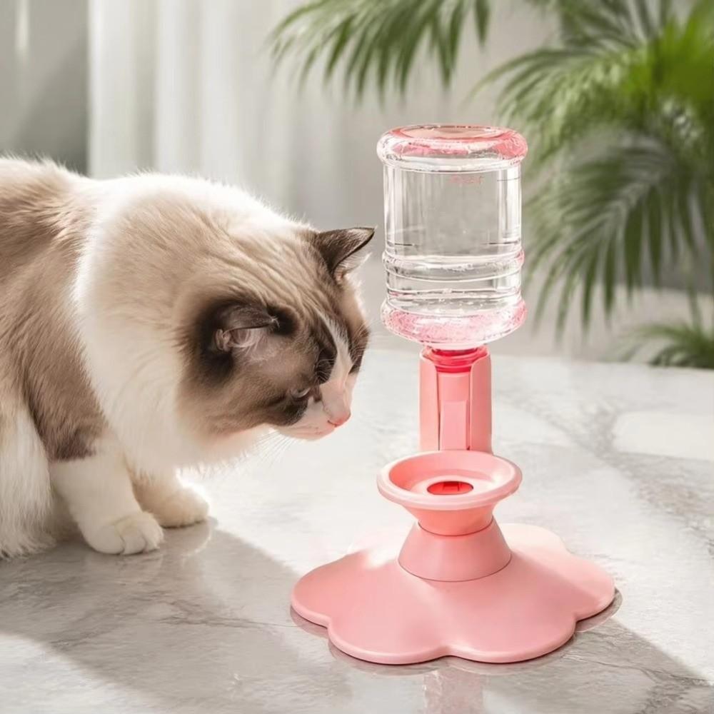 Leak-Proof Gravity Water Dispenser Adjustable Height Pet Drinking Station Cats and Dogs