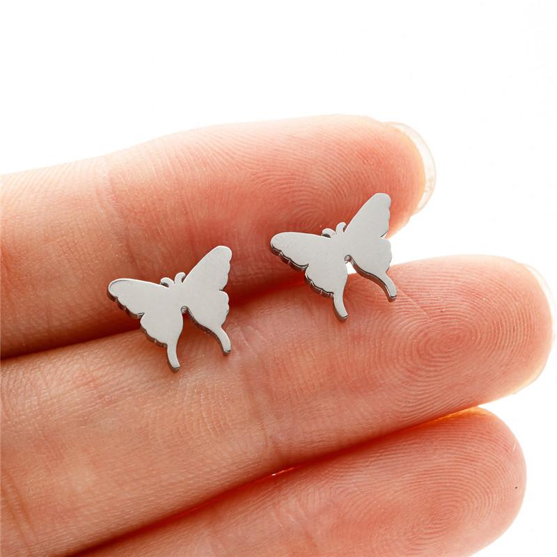 Small Stainless Steel Earrings Geometric Women Men Minimalist Round Heart Moon Star Ear Studs Triangle Pendientes Gift