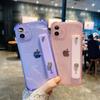 Мягкий чехол для телефона с ремешком на запястье для iPhone 11 12 13 14 15 Pro Max X XR Xs Max 7 8 Plus, мини-подставка, прозрачный бампер