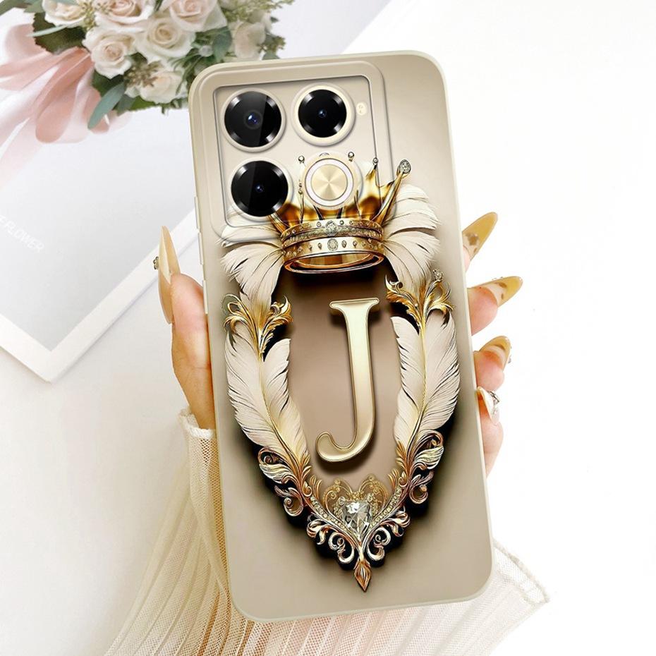 Модный Чехол для Телефона с Буквой и Короной для Пары на Infinix Note 40 Pro Plus 5G 4G Note40 40Pro 40Pro+ Мягкие Силиконовые Чехлы Защитные Бамперы