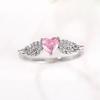 Кольцо Huitan Chic Angel Wing, женское обручальное украшение, романтическое сердце, розовые цирконии, аксессуары для пальцев, нежные любовные аксессуары