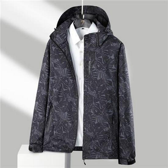 Men's and Women's Windproof and Breathable Outdoor Jacket with Maple Leaf Design and Detachable Hood, Ideal for Spring and Autumn.