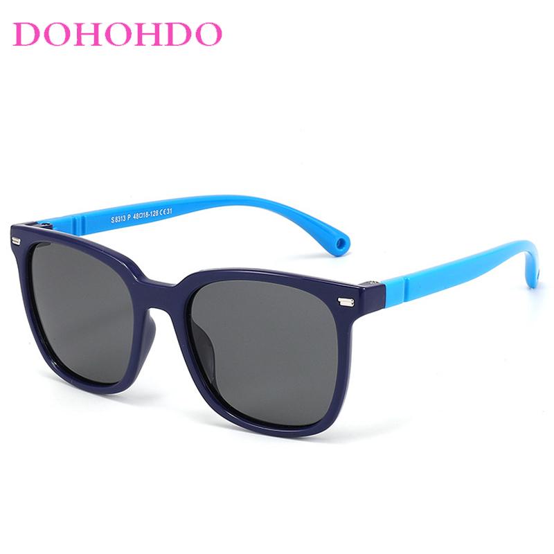 Kids Silicone Sunglasses Polarized 3-10 Years Square Flexile Boys Girls Shades Children TR90 Outdoor Travel Eyewear UV400