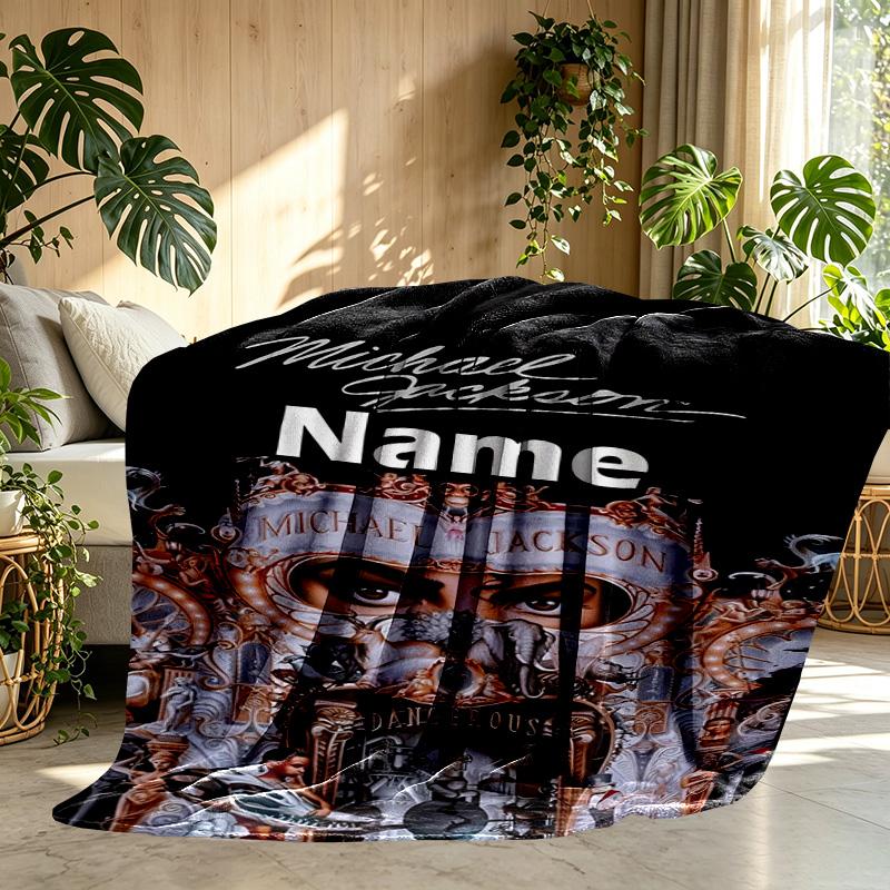 Custom Name Personalized Michael Jackson Print Blanket, Home Decor, Bedroom, Sofa, Camping, Couch, Gifts for Birthday ChristmasEnthusiasts