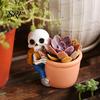 Resin Skeleton Pot Cute Planter Decorative Flowerpot Small Sun-resistant Plant for Succulents Halloween Desktop Decoration
