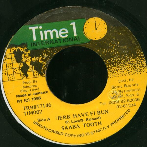 7-дюймовая пластинка SABA TOOTH POWERMAN Herb Have Bun Gal From Jamaica TRB817146 Time 1 Internat 1995 Ямайка Регги Ска Даб Б/у