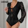 Women's Jumpsuit Lace Patchwork Sexy Black Bodysuit
