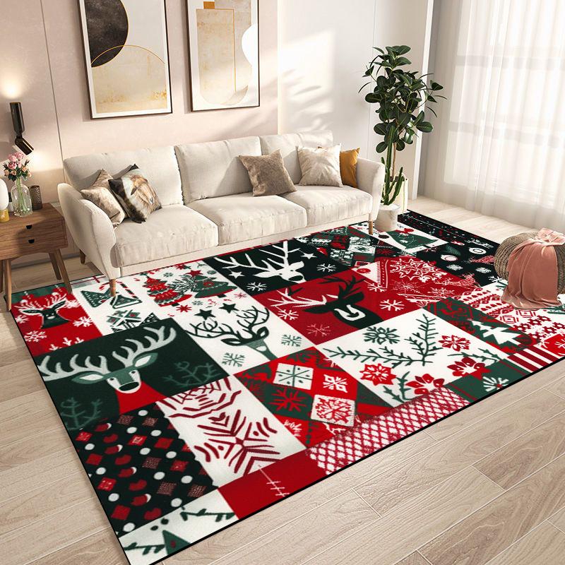 Christmas Tree Snowflake Carpet for Living Room Doormat New Year Red Decoration Home Rug Non-slip Dining Room Decor Floor Mats