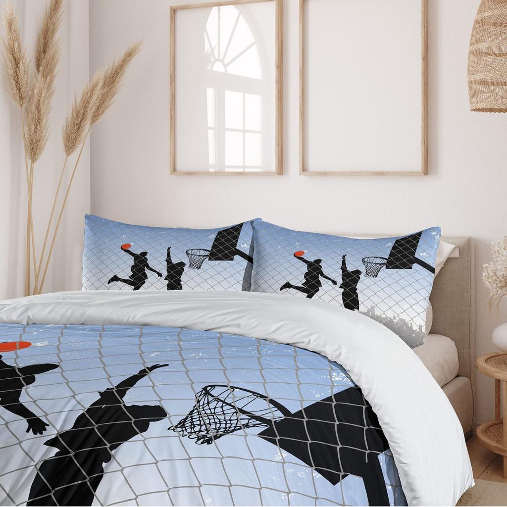 Youth Theme Three-Piece Quilt Cover 3D Digital Printing Bedding Set Basketball Bed Cover