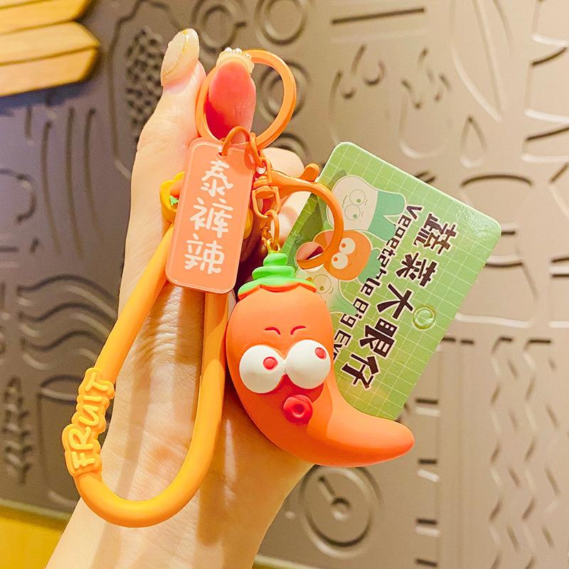 Creative Car Keychain, Funny And Cute Cartoon, Vegetables, Big Eyes, Schoolbag Pendant, Couple Small Gifts Key Chain Keychains Female Flower Keyring