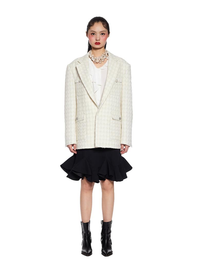 Greedilous Jewel Button Tweed Jacket