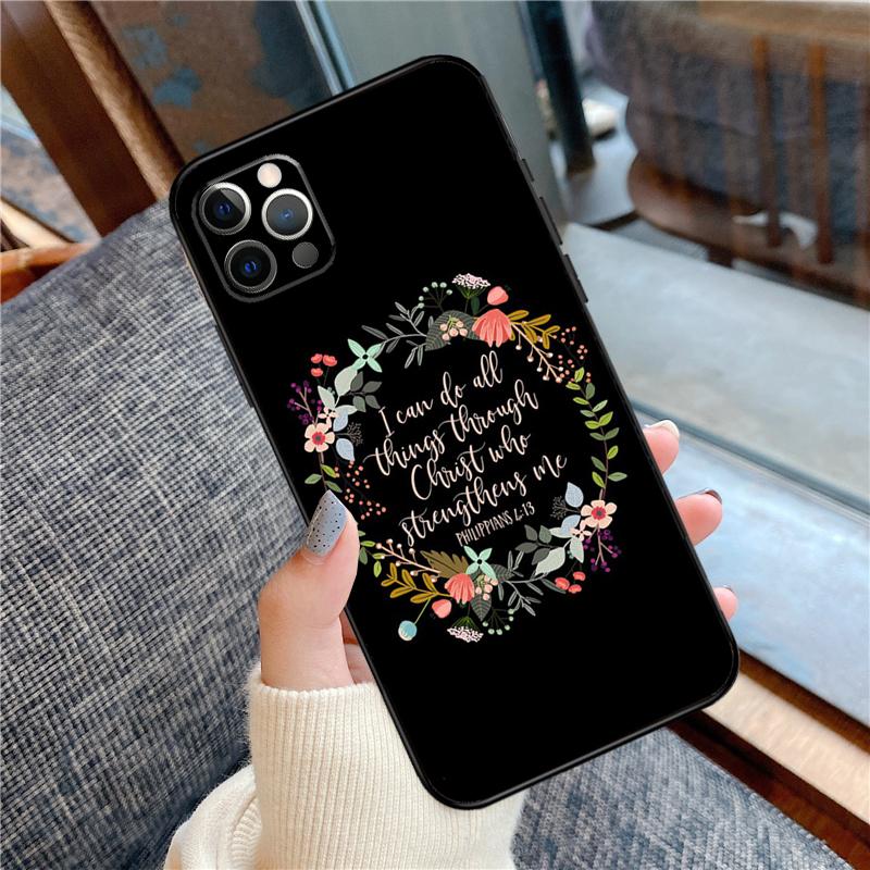 Bible Verse Philippians Jesus Christ Phone Case For iPhone 16 15 14 13 11 12 Pro Max 12 13 mini XR 15 16 Plus 16e Cover Shell