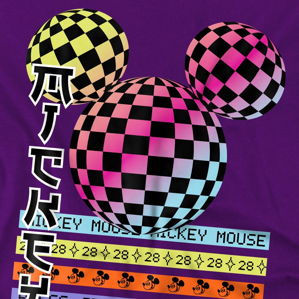 Mickey Mouse Childrens/Kids Press Start Checkerboard Gradient Logo T-Shirt