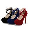 Женские туфли на высоком каблуке 14 см, на платформе 4 см, туфли-лодочки Scarpin Valentine, женские туфли на экстремальном каблуке из флока больших размеров, гладиаторские туфли с ремешками