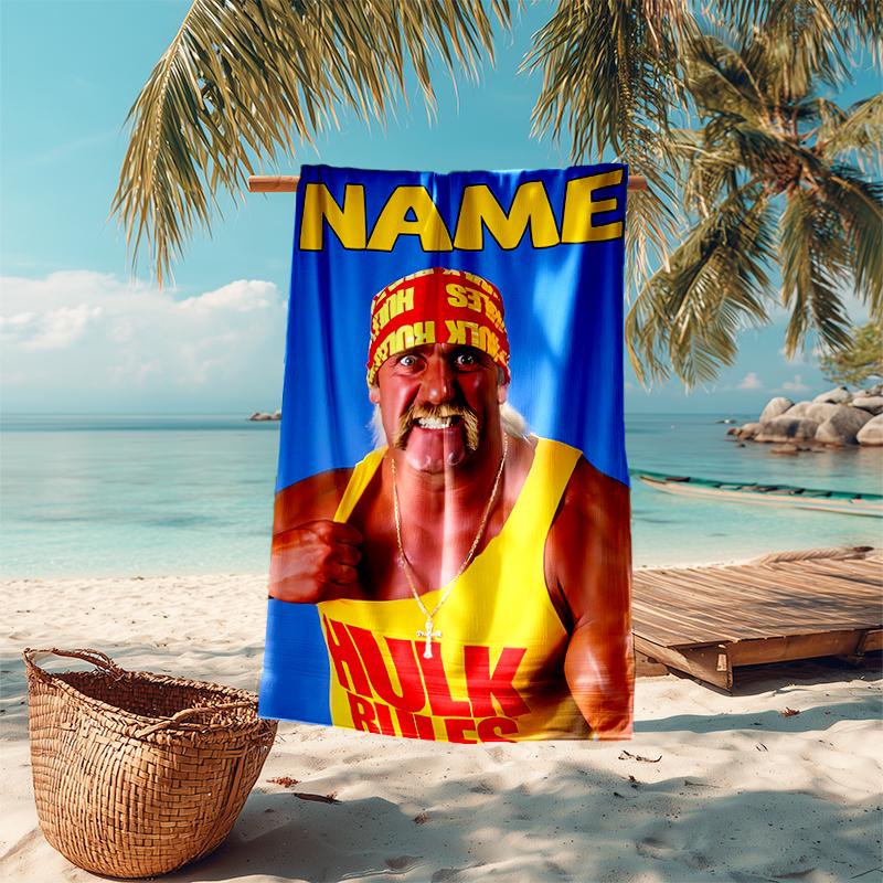 Personalized customized proof beach towel with Hulk Hogan pattern - soft, absorbent,quick-drying,perfect swimming,camping&bathing
