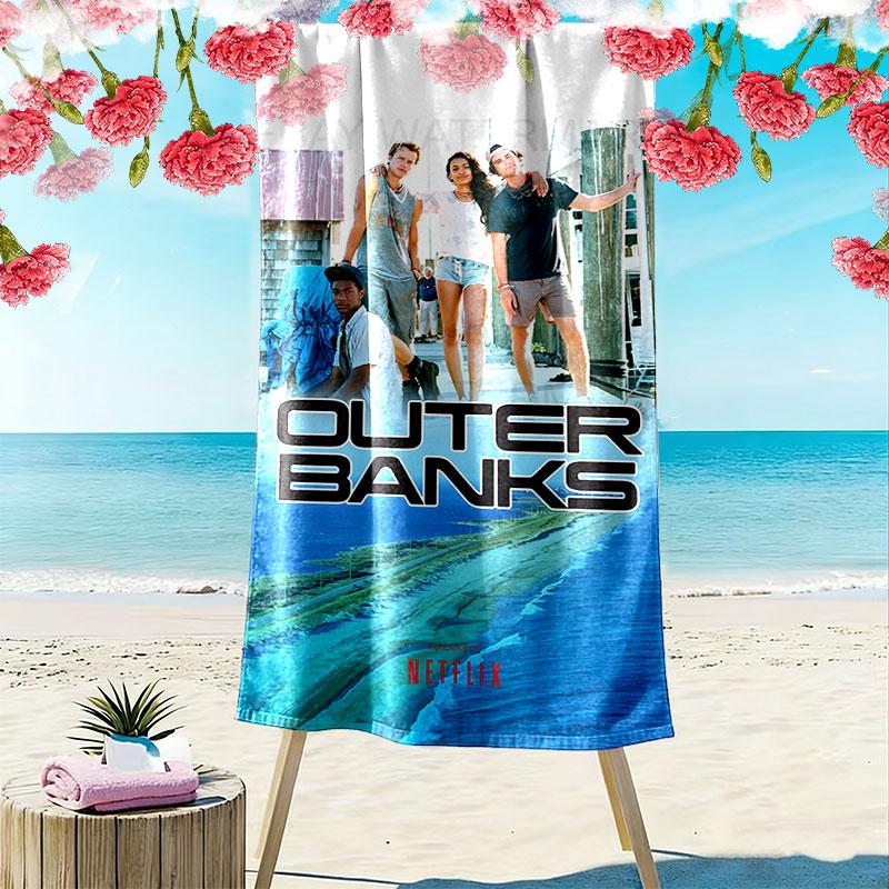 Outer Banks Print Beach Towel, Large Soft Quick Dry Towel for Beach Camping Swimming
