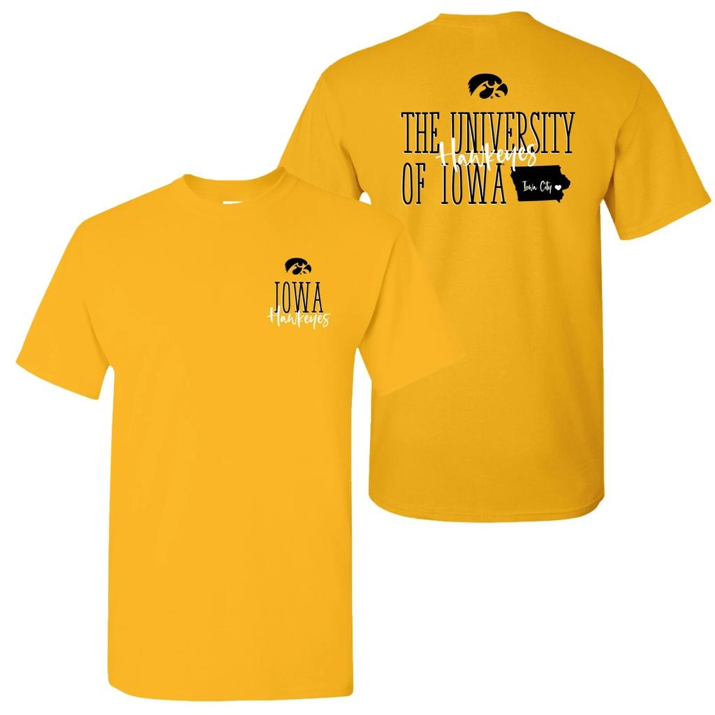 Iowa Hawkeyes Tall Type Tag T-Shirt - Gold