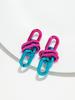 Retro Acrylic Oval Link Drop Earrings for Women New Trendy Metallic Colorful Geometric Chain Long Earring Punk Jewelry Gifts