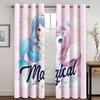 Cartoon Cute Colorful Unicorn Horse Cloud Window Curtains Blinds for Living Room Kids Bedroom Kitchen Door Home Decor 2Pieces