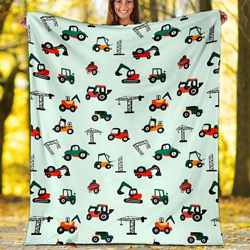 excavator Theme Printed Blanket - Perfect for Couch, Bed, Travel & Outdoor Use | Machine Washable, Cozy & Durable.