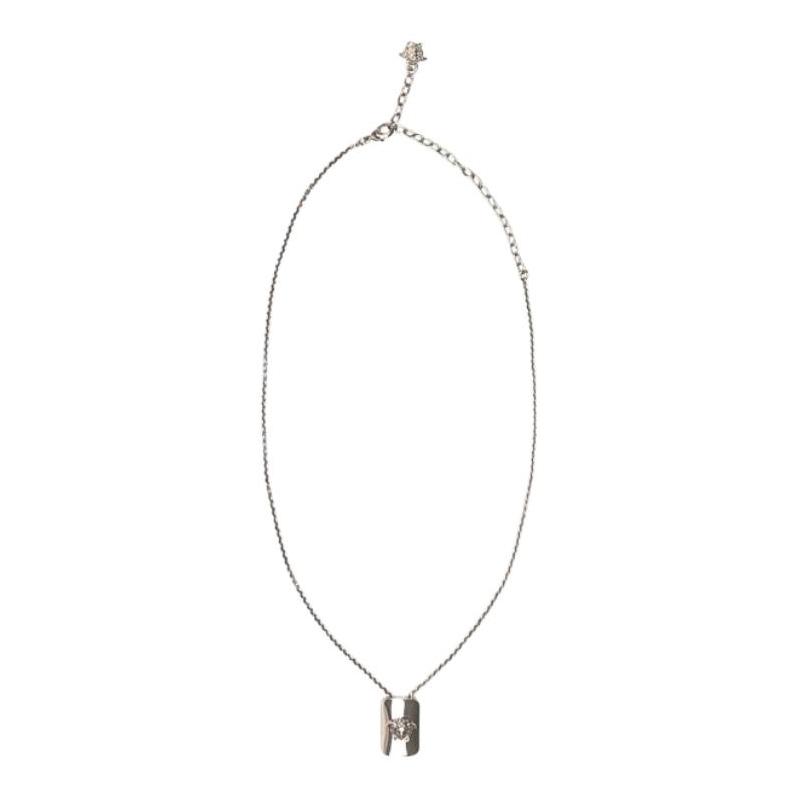 Versace Brand Logo Palladium Necklace Men's Silver 26838142 10215881A00620 3J220-Silver F