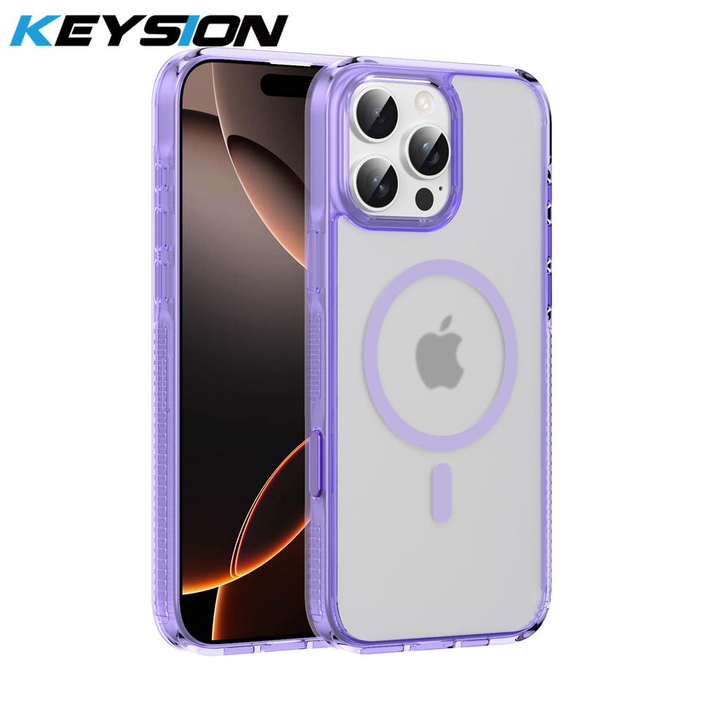KEYSION Чехол с сенсорной кнопкой управления камерой для iPhone 16 Pro Max 16 Plus для беспроводной зарядки MagSafe, матовый прозрачный чехол