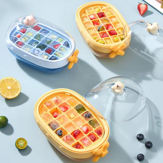 Форма для льда с откидной крышкой, складная форма для льда без помощи рук, для домашнего бара, герметичный льдогенератор без содержания бисфенола А для заморозки соков и напитков