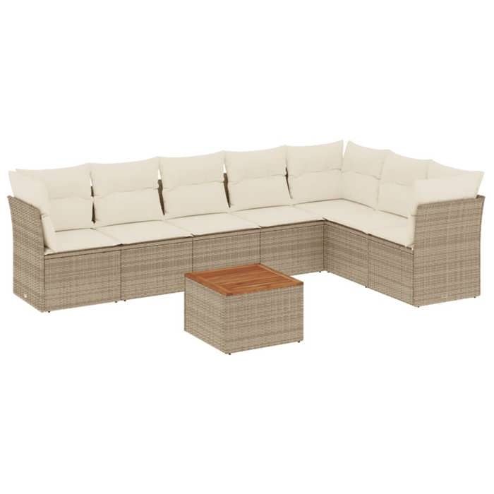 VidaXL Salon de Jardin avec Coussins 8 pcs, Canapés de Terrasse, Ensemble de Meubles de Patio, Mobilier d'Extérieur, Beige 3223678