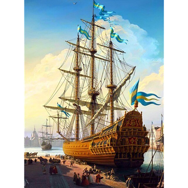 5D DIY алмазная живопись полная квадратная/круглая дрель стразы мозаика корабль лодка Алмазная вышивка наборы крестиков домашний декор