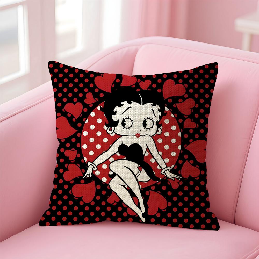 BBetty BoopP Fashion Cushion Cover Natural Linen Pillow Case DoubleSided Print Decorative Sofa Pillowcase Home Decor Gift