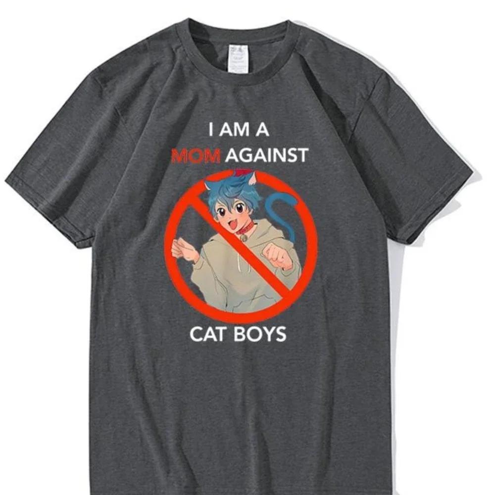 I Am A Mom Against Cat Boys Unisex Kawaii T-Shirt Men Women Humorous Anime Adult Cute Classic T-Shirt Men 100 Cotton Womens Top