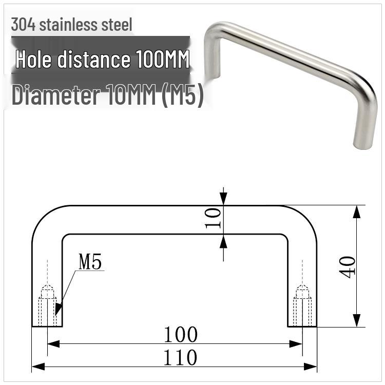 304 Stainless Steel U-Shaped Cabinet Handle, Polished Carbon Steel Round Bar Pull, available in sizes M3, M4, M5.
