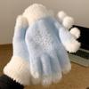 Full Finger Fluffy Cycling Gloves Rhinestone Thick Warm Winter Gloves  Cold Weather